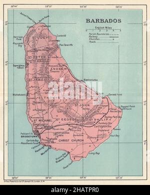 BARBADOS. Vintage-Karte. West Indies Caribbean 1923 alter Vintage Plan Chart Stockfoto