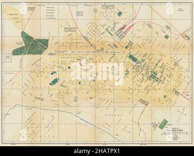 Plano de Ciudad de México. Mapa de la ciudad. Stadtplan 1935 alt Stockfoto
