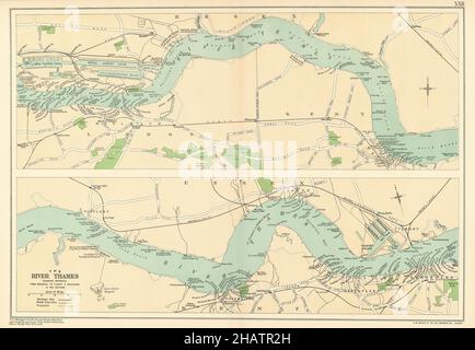 HAFEN VON LONDON. Werften/Docks. Thames Woolwich-Tilbury/Gravesend. BACON 1923 Karte Stockfoto