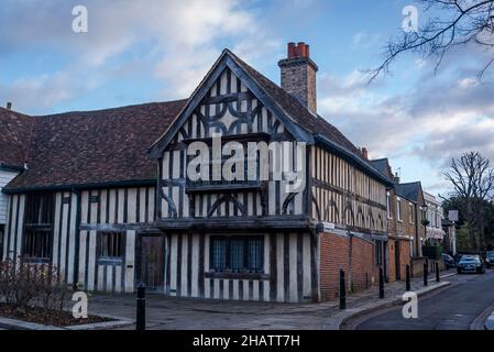 Elisabethanische Fachwerkhalle aus dem 15th. Jahrhundert, Oxford Road, Walthamstow, London, England, VEREINIGTES KÖNIGREICH Stockfoto