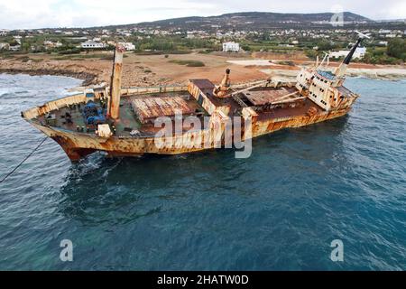 Das Wrack des Edro III in der Nähe der Coral Bay, Paphos, Zypern Stockfoto