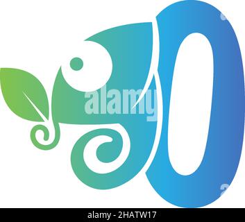 Nummernsymbol mit einem Vektor für das Chamäleon-Logo-Design Stock Vektor
