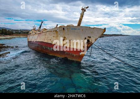 Das Wrack des Edro III in der Nähe der Coral Bay, Paphos, Zypern Stockfoto