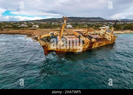 Das Wrack des Edro III in der Nähe der Coral Bay, Paphos, Zypern Stockfoto