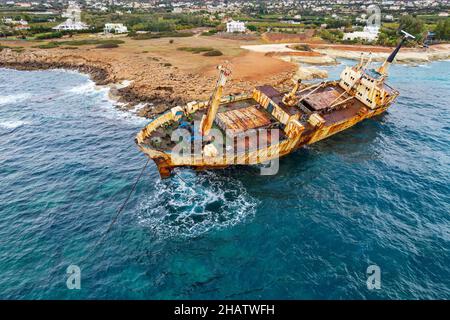 Das Wrack des Edro III in der Nähe der Coral Bay, Paphos, Zypern Stockfoto