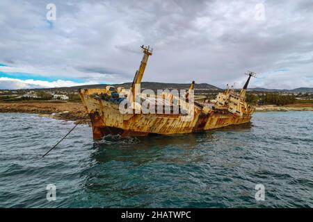 Das Wrack des Edro III in der Nähe der Coral Bay, Paphos, Zypern Stockfoto