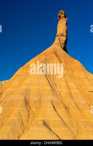 Castil de tierra erodierte die Formation im Wüstengebiet Las Bardenas Reales in Navarra, Spanien Stockfoto