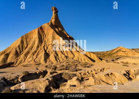 Castil de tierra erodierte die Formation im Wüstengebiet Las Bardenas Reales in Navarra, Spanien Stockfoto