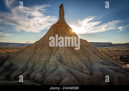 Castil de tierra erodierte die Formation im Wüstengebiet Las Bardenas Reales in Navarra, Spanien Stockfoto