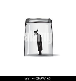 Mann in einem Glasbecher. Alkoholismus-Konzept. Stock Vektor