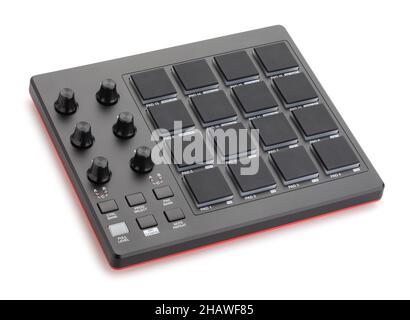 midi-Pad-Controller-Pfad auf Weiß isoliert Stockfoto