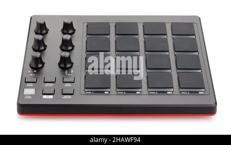 midi-Pad-Controller-Pfad auf Weiß isoliert Stockfoto