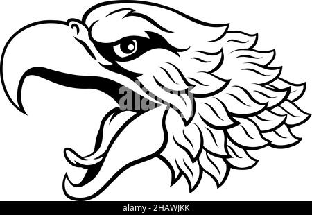 Glatze Eagle oder Hawk Mascot Head Face Cartoon Stock Vektor