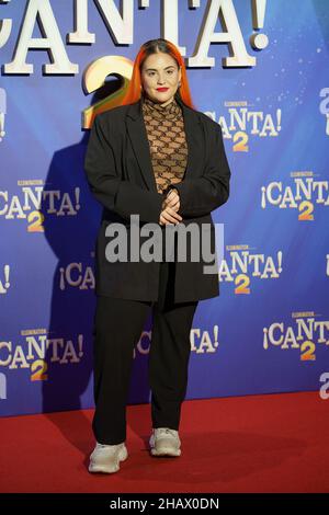 Madrid, Spanien. 15th Dez 2021. Andrea Comptom besucht die Fotozelle des Films „Canta 2“ in Madrid. (Foto: Atilano Garcia/SOPA Images/Sipa USA) Quelle: SIPA USA/Alamy Live News Stockfoto