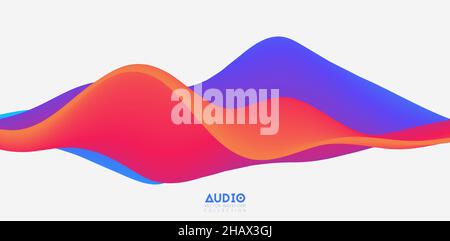Visualisierung von Schallwellen. Farbige 3D-Signalform. Muster für Sprachmuster. Stock Vektor