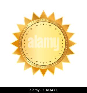 Leere goldene Etikettenvorlage isoliert auf weißem Hintergrund. Dekoratives Bordüre-Symbol für Rahmen. Goldene Marke. Beste Wahl, Preis. Vektorgrafik. Stock Vektor