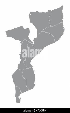 Mosambik Verwaltungskarte isoliert auf weißem Hintergrund Stock Vektor