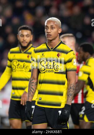 Brentford, Großbritannien. 10th Dez 2021. Watford Joao Pedro während des Premier League-Spiels zwischen Brentford und Watford am 10. Dezember 2021 im Brentford Community Stadium, Brentford, England. Foto von Andrew Aleksiejczuk/Prime Media Images. Quelle: Prime Media Images/Alamy Live News Stockfoto