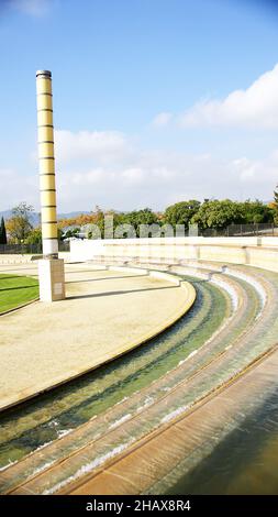 Panorama der Gärten des Olympischen Rings in Montjuic, Barcelona, Katalonien, Spanien, Europa Stockfoto