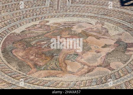 Mosaiken in der Villa von Dionysus, im Haus von Theseus-Archäologischer Park von Pafos, Zypern Stockfoto