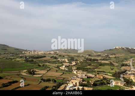 Blick von der Victoria Zitadelle nach Ghasri, Gozo, Malta Stockfoto