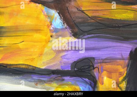 Moderne abstrakte Acrylkunst auf Leinwandhintergrund Stockfoto