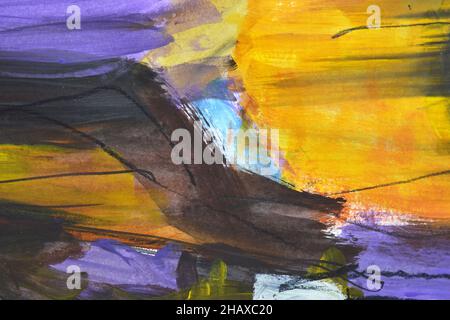 Moderne abstrakte Acrylkunst auf Leinwandhintergrund Stockfoto