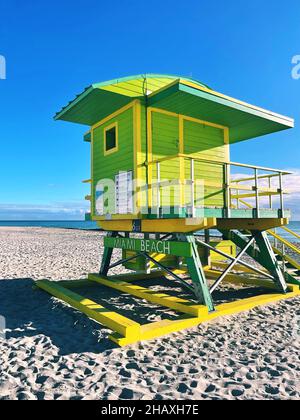 6th Street Lifeguard Tower am Miami Beach, Miami, Florida, USA Stockfoto