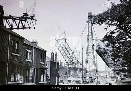 Die Silver Jubilee Bridge wird Ende 1950s in Runcorn, Kishire, Großbritannien, gebaut Stockfoto