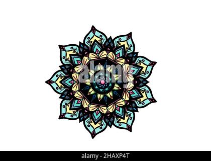 Farbenfrohe Blumenornamente von Hand gezeichnet Stockfoto