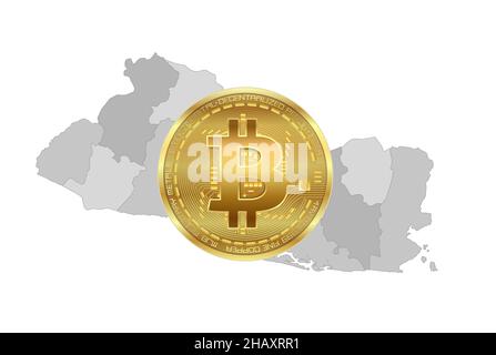 El Salvador Karte und Bitcoin, leer Stockfoto