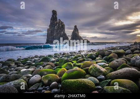 Sonnenaufgang in Ribeira da Janela, Madeira, Portugal Stockfoto