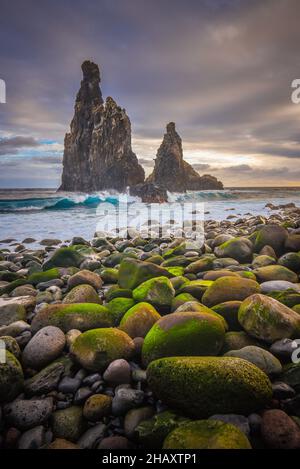 Sonnenaufgang in Ribeira da Janela, Madeira, Portugal Stockfoto