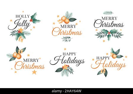 Vintage weihnachten Abzeichen Sammlung Vektor Design Illustration Stock Vektor