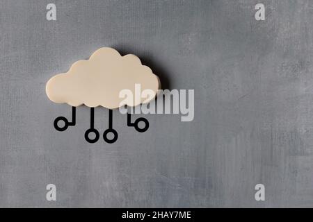 Cloud-Computing-Konzept. Weiße Wolke mit Platz für Text Stockfoto