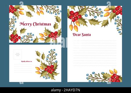 weihnachten Briefpapier Vorlage flach Vektor Design Illustration Stock Vektor
