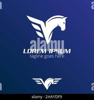 Pegasus das fliegende Pferd aus der griechischen Mythologie in modernem Symbol. Für Marke, Business-Logo, Sport, Designelement oder jeden anderen Zweck. Stock Vektor