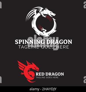 Dragon Thema Logo-Set. vektor Stock Vektor