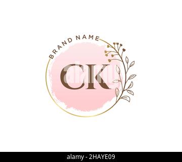 CK feminines Logo. Verwendbar für Natur, Salon, Spa, Kosmetik und Beauty Logos. Flaches Vektor-Logo-Design-Template-Element. Stock Vektor