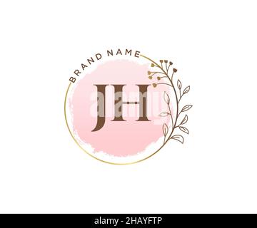 JH feminines Logo. Verwendbar für Natur, Salon, Spa, Kosmetik und Beauty Logos. Flaches Vektor-Logo-Design-Template-Element. Stock Vektor