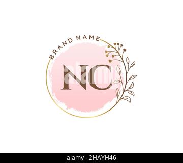 Feminines NC-Logo. Verwendbar für Natur, Salon, Spa, Kosmetik und Beauty Logos. Flaches Vektor-Logo-Design-Template-Element. Stock Vektor