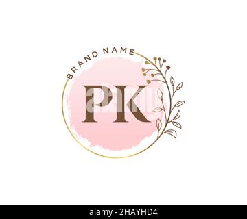 PK feminines Logo. Verwendbar für Natur, Salon, Spa, Kosmetik und Beauty Logos. Flaches Vektor-Logo-Design-Template-Element. Stock Vektor