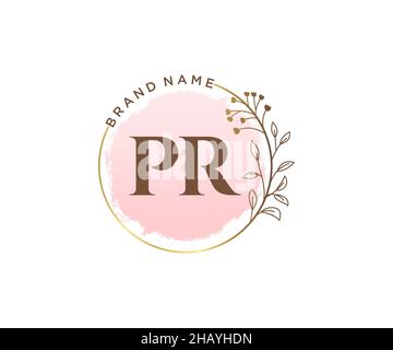 PR feminines Logo. Verwendbar für Natur, Salon, Spa, Kosmetik und Beauty Logos. Flaches Vektor-Logo-Design-Template-Element. Stock Vektor