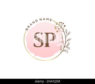 SP feminines Logo. Verwendbar für Natur, Salon, Spa, Kosmetik und Beauty Logos. Flaches Vektor-Logo-Design-Template-Element. Stock Vektor