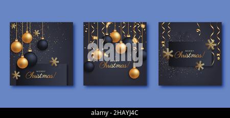 Realistische weihnachtskarten Sammlung Vektor Design Illustration Stock Vektor