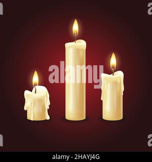 Sammlung realistische weihnachtskerzen Vektor-Design-Illustration Stock Vektor