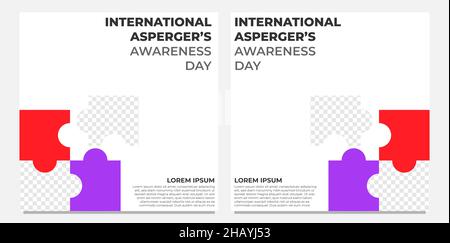 Internationaler aspergers Awareness Day Social Media Post Design Stockfoto