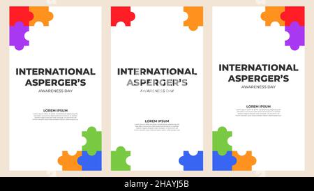 Internationaler aspergers Awareness Day Social Media Storys Design Stockfoto