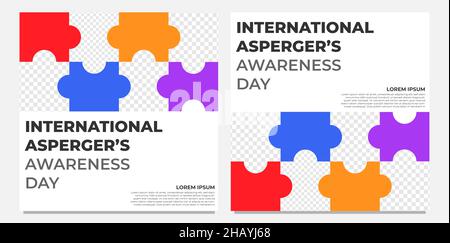 Internationaler aspergers Awareness Day Social Media Post Design Stockfoto