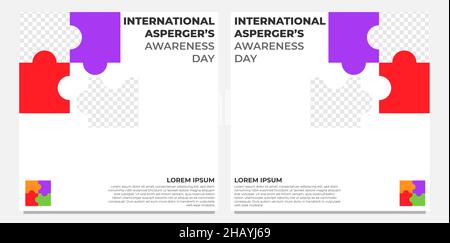 Internationaler aspergers Awareness Day Social Media Post Design Stockfoto